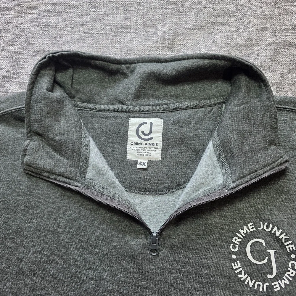 Crime Junkie 1/4 Zip Sweater Polo Mens 3x Gray